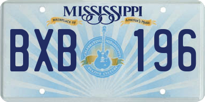 MS license plate BXB196
