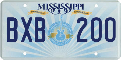 MS license plate BXB200