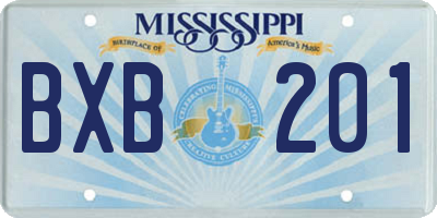 MS license plate BXB201