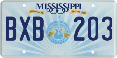 MS license plate BXB203