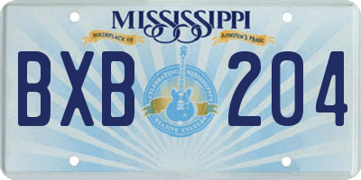 MS license plate BXB204