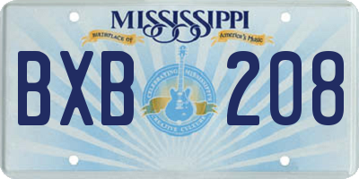 MS license plate BXB208