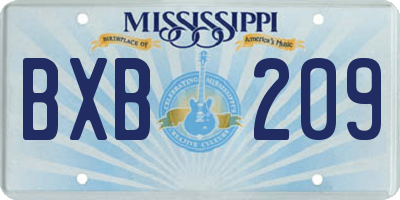 MS license plate BXB209
