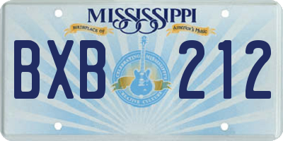 MS license plate BXB212