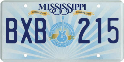 MS license plate BXB215