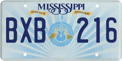 MS license plate BXB216