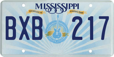 MS license plate BXB217