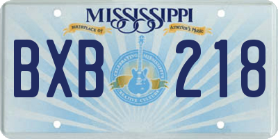 MS license plate BXB218