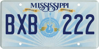 MS license plate BXB222