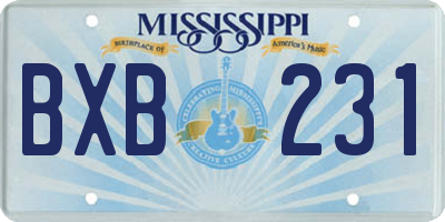 MS license plate BXB231
