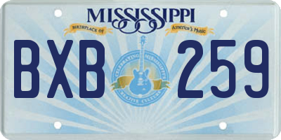 MS license plate BXB259