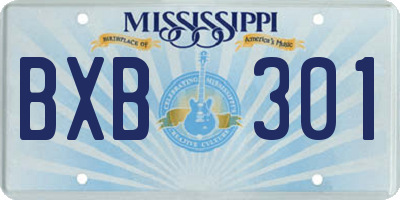 MS license plate BXB301