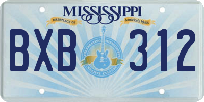 MS license plate BXB312