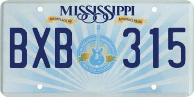 MS license plate BXB315