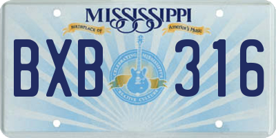 MS license plate BXB316