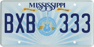 MS license plate BXB333