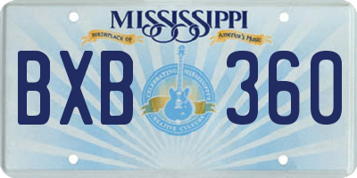 MS license plate BXB360