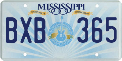 MS license plate BXB365