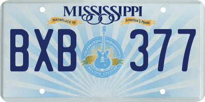MS license plate BXB377