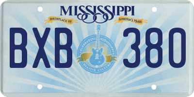 MS license plate BXB380