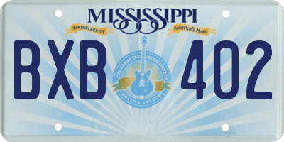 MS license plate BXB402