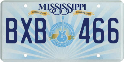 MS license plate BXB466