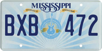 MS license plate BXB472