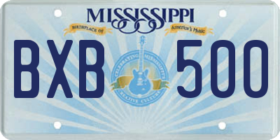 MS license plate BXB500