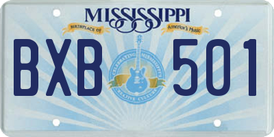 MS license plate BXB501