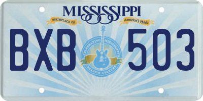 MS license plate BXB503