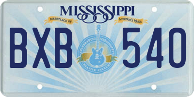 MS license plate BXB540