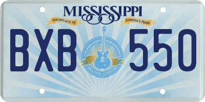 MS license plate BXB550