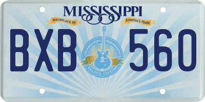MS license plate BXB560