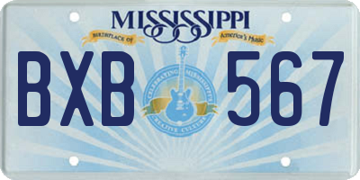 MS license plate BXB567