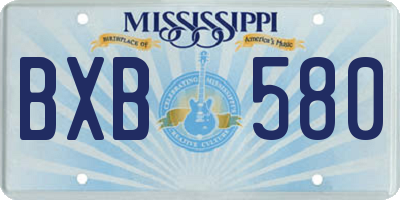 MS license plate BXB580