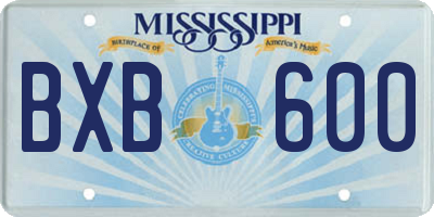 MS license plate BXB600