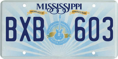 MS license plate BXB603