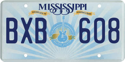 MS license plate BXB608