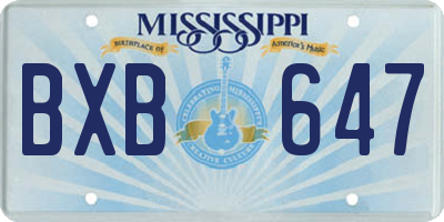 MS license plate BXB647