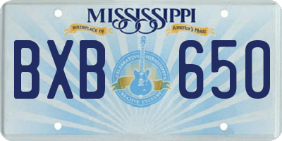 MS license plate BXB650