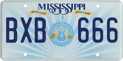 MS license plate BXB666