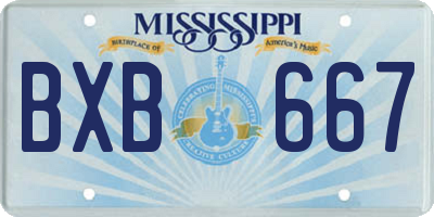 MS license plate BXB667