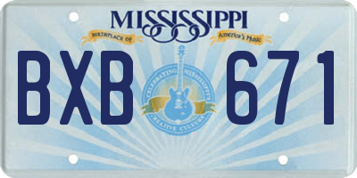 MS license plate BXB671