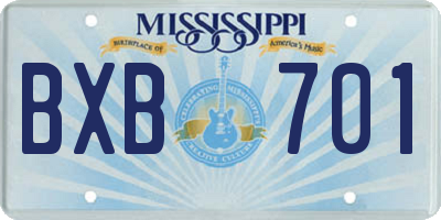 MS license plate BXB701