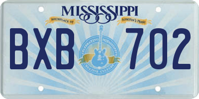 MS license plate BXB702