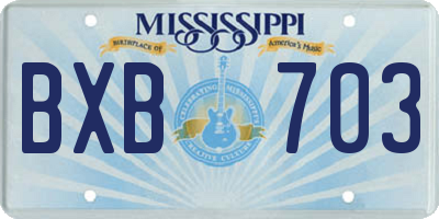 MS license plate BXB703