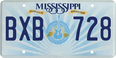 MS license plate BXB728