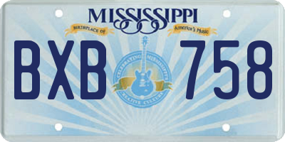 MS license plate BXB758