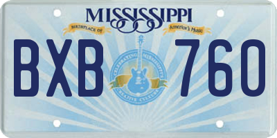 MS license plate BXB760
