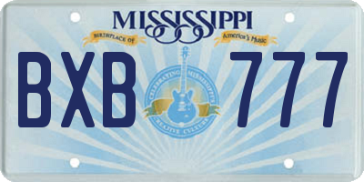 MS license plate BXB777